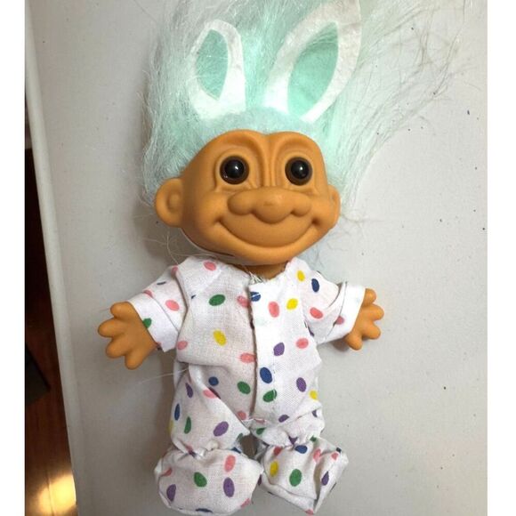 Russ Other - Vintage Troll Doll dressed as Easter Bunny so cute